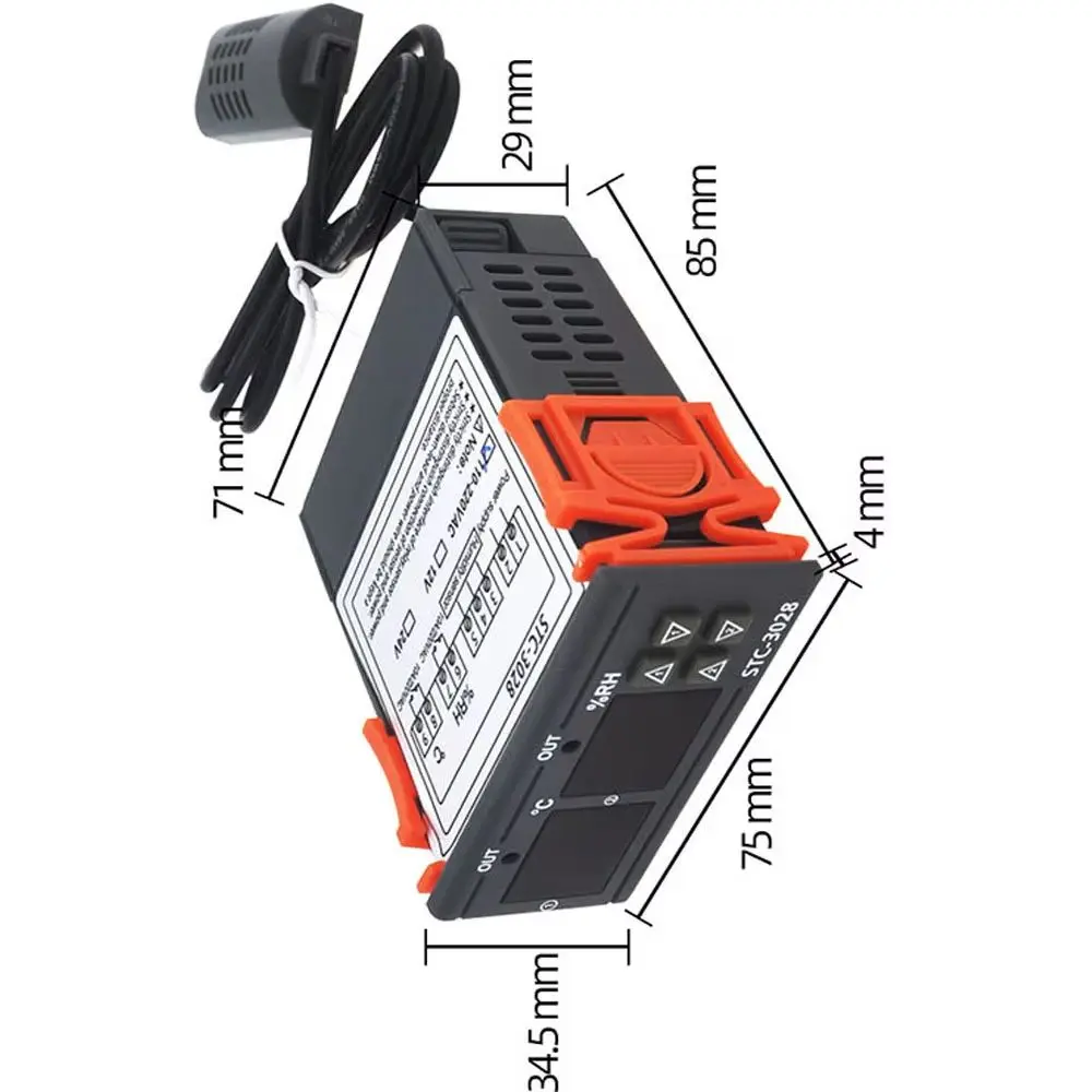 

STC-3028 Dual Digital Thermostat Temperature Humidity Controller AC 220V DC 12V 24V Thermometer Hygrometer for Incubator