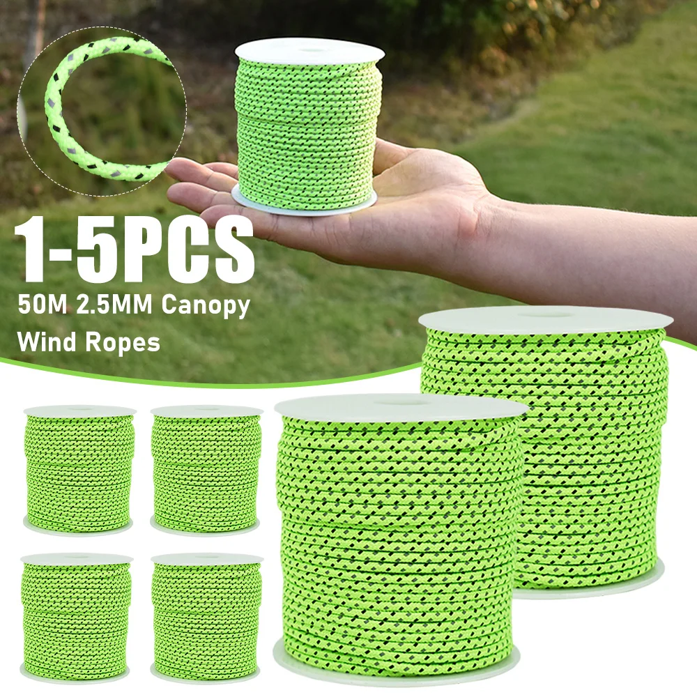 1-5PCS 50M Outdoor Reflektierende Paracord Langlebig Regenschirm Zelt Lanyard Strap Tragen-beständig Camping Überleben seile Outdoor Werkzeuge