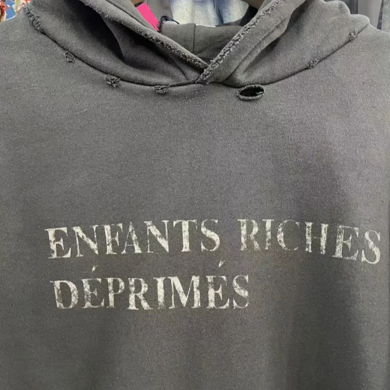 

Хлопковая толстовка с капюшоном Waed для мужчин и женщин в американском стиле ретро Sle Depred Rich второго поколения с буквенным принтом, повседневная уличная одежда