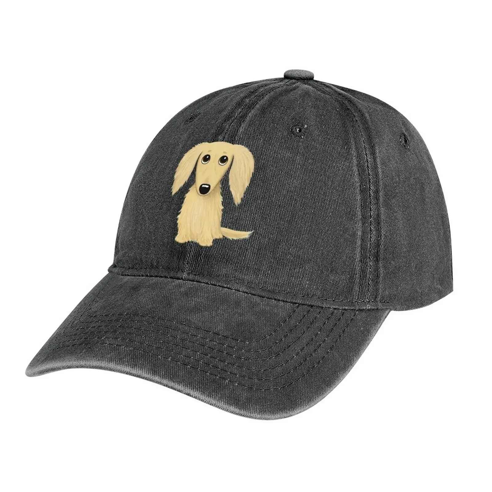 Longhaired Cream Dachshund Cartoon Wiener Dog Cowboy Hat Hats Baseball Cap Rugby Rave Christmas Hat Men Goolf Wear Women's