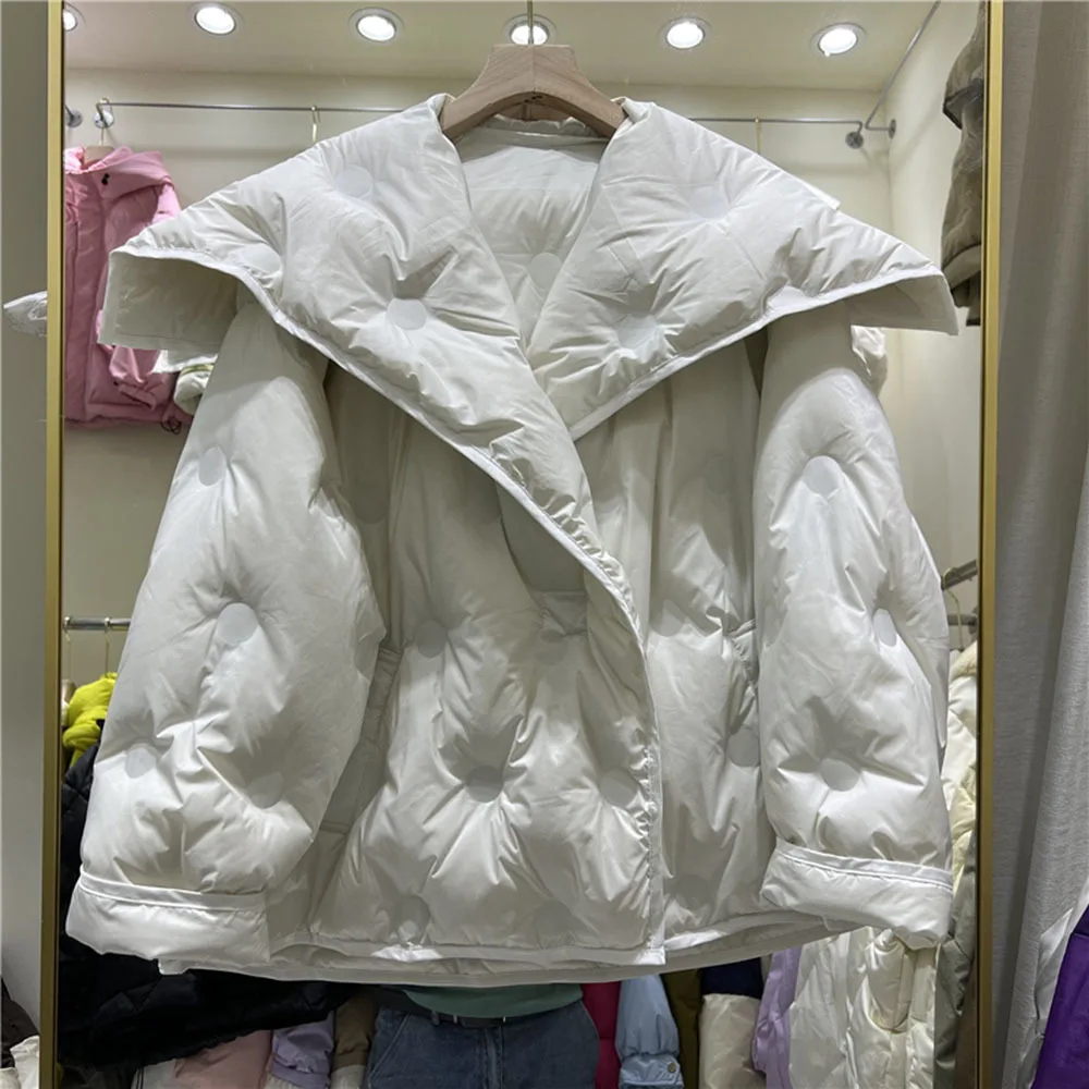 

2023 Winter Women Parka Thick Warm 90% White Duck Down Coat Bread Puffer Jacket Female Solid Colors Snow Outwear