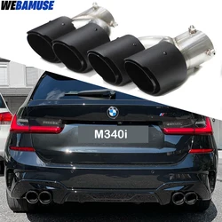 Car Exhaust Carbon Fibre Quad Exhaust Tailpipe For BMW G20 G21 M340i MPE Muffler Black Tailpipe Exhaust System 2019+