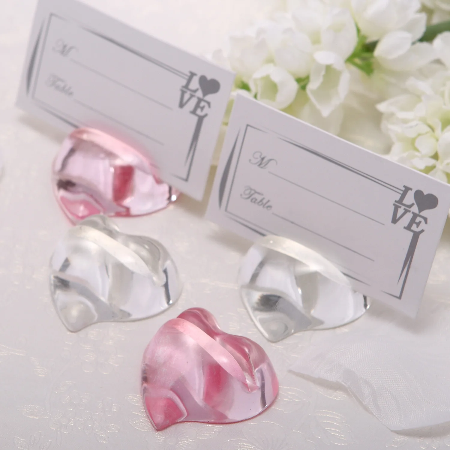 

Free Shipping 10pcs/lot Creative Diamond Crystal Heart-Shaped Place Card Holder