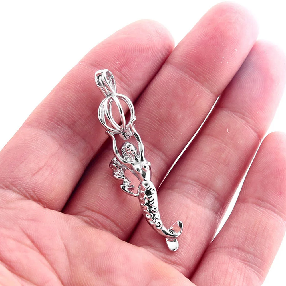 

3Pcs DIY Jewelry Making Pendant Mermaid Shape Hollow Ball Necklace Charms Aromatherapy Oil Decorative Mermaid Shape Pendant