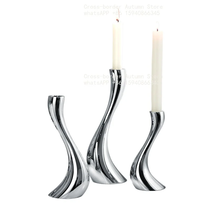 Stainless steel swan light luxury trendy Nordic candle holder decoration, romantic dining table home decor creative ornament