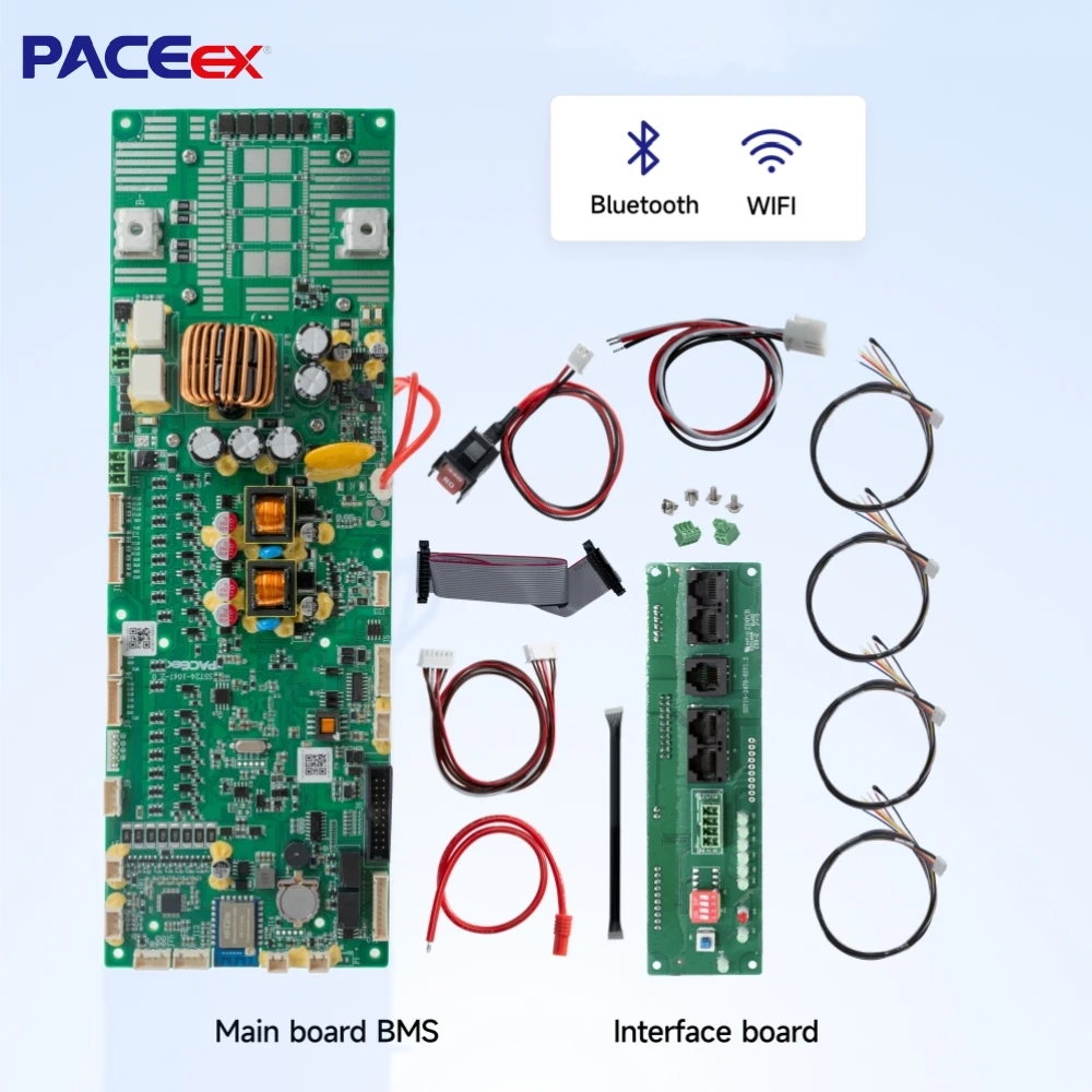 

PACEex BMS Smart Lifepo4 16S BMS Wifi Active Balancer 1A Current BMS 16S 48V Bluetooth Wifi 100A Li-ion CAN