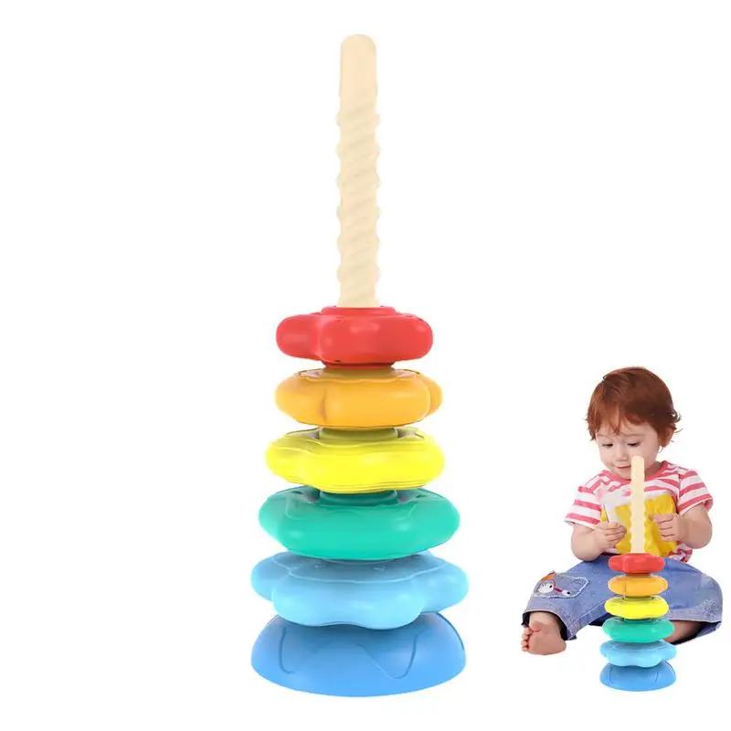 Rainbow Stacking Toys Ring Stacker Interactive Toy Educational And Interactive Learning Stack Toys For Kids Girls Boys Friends