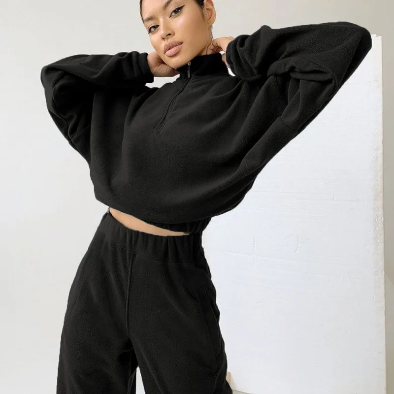 Women Tracksuit Sports Zipper Tops Two Piece Sets Sweatshirts Pants Suit Sweatpants Jogging Autumn Winter Streetwear Outfits