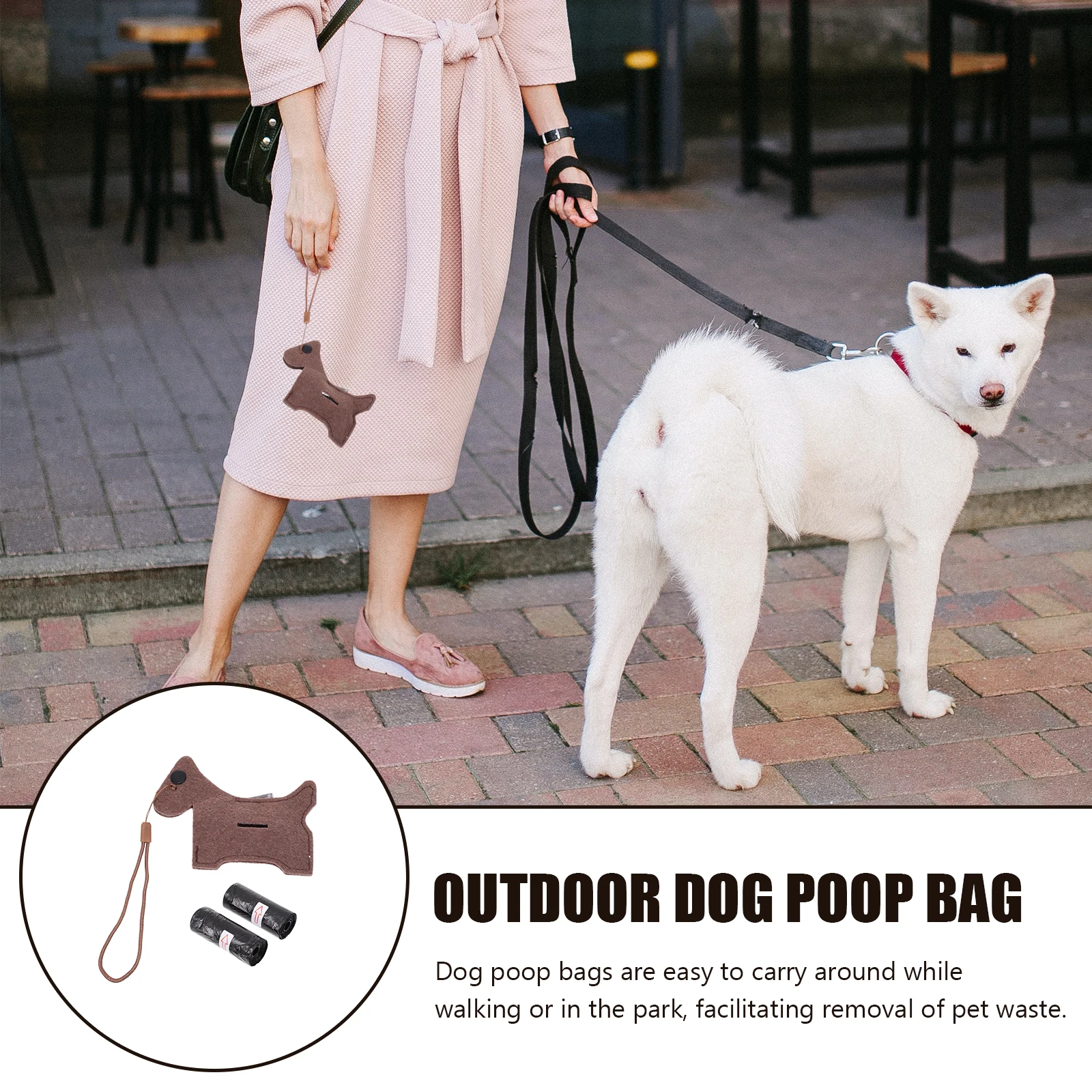 

1Set Portable Dog Waste Bag Dispenser Durable Felt Plastic Holder Outdoor Pet Poop Storage Pouch Dog Bags for Poop