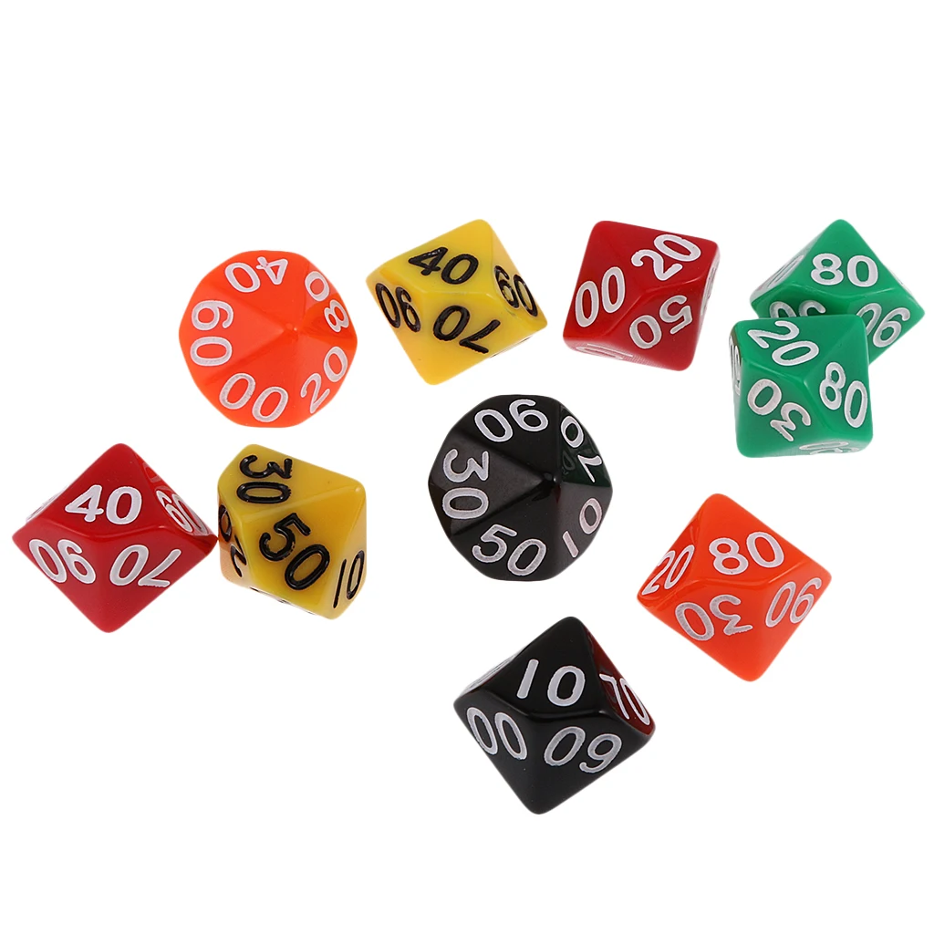 10 Pieces of Ten-sided D10(00-90) Playing D& Board Game Favours