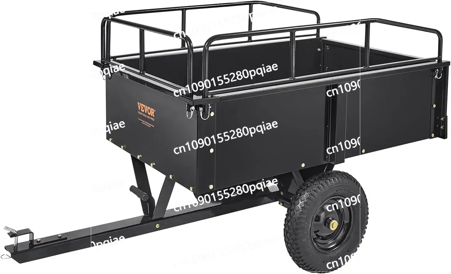 Heavy Duty ATV Trailer Steel Dump Cart Tow Behind 750 Lbs 15 Cubic Feet, Garden Utility Trailer Yard Trailers