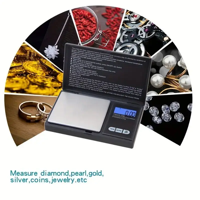 Jewelry Scales for Gold Sterling Silver Digital Scale Gram Electronic Scales 100g/200g/300g/500g x 0.01g/0.1g Mini Pocket