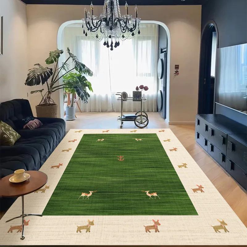 Modern Geometric Carpet Mat Rug Deer Pattern Patchwork Design with Vibrant Color Block Home Decoration Floor Mat Bedroom Decor