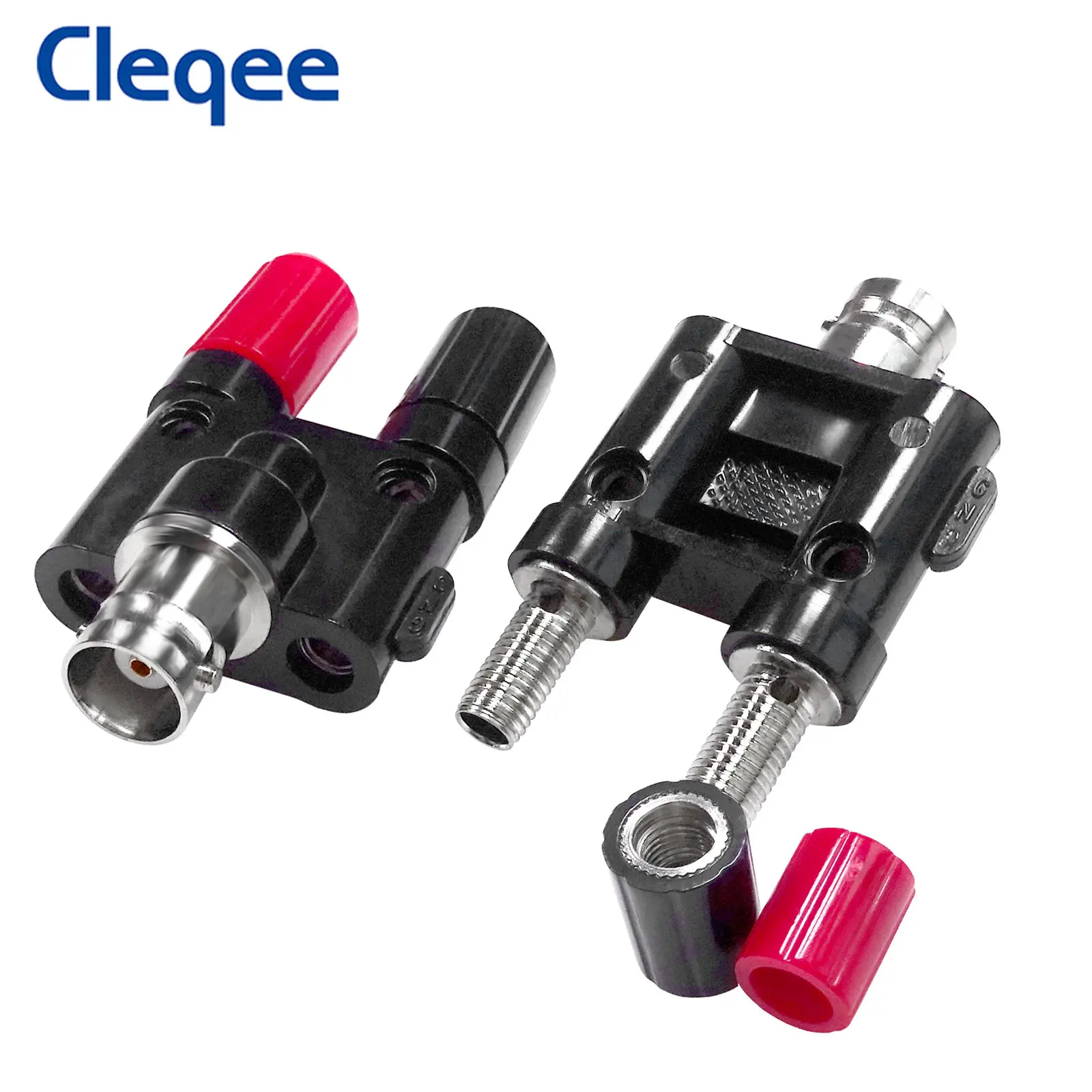 Cleqee P7008 2PCS BNC Female Jack to Dual 4mm Banana Plug Connector RF Adapter