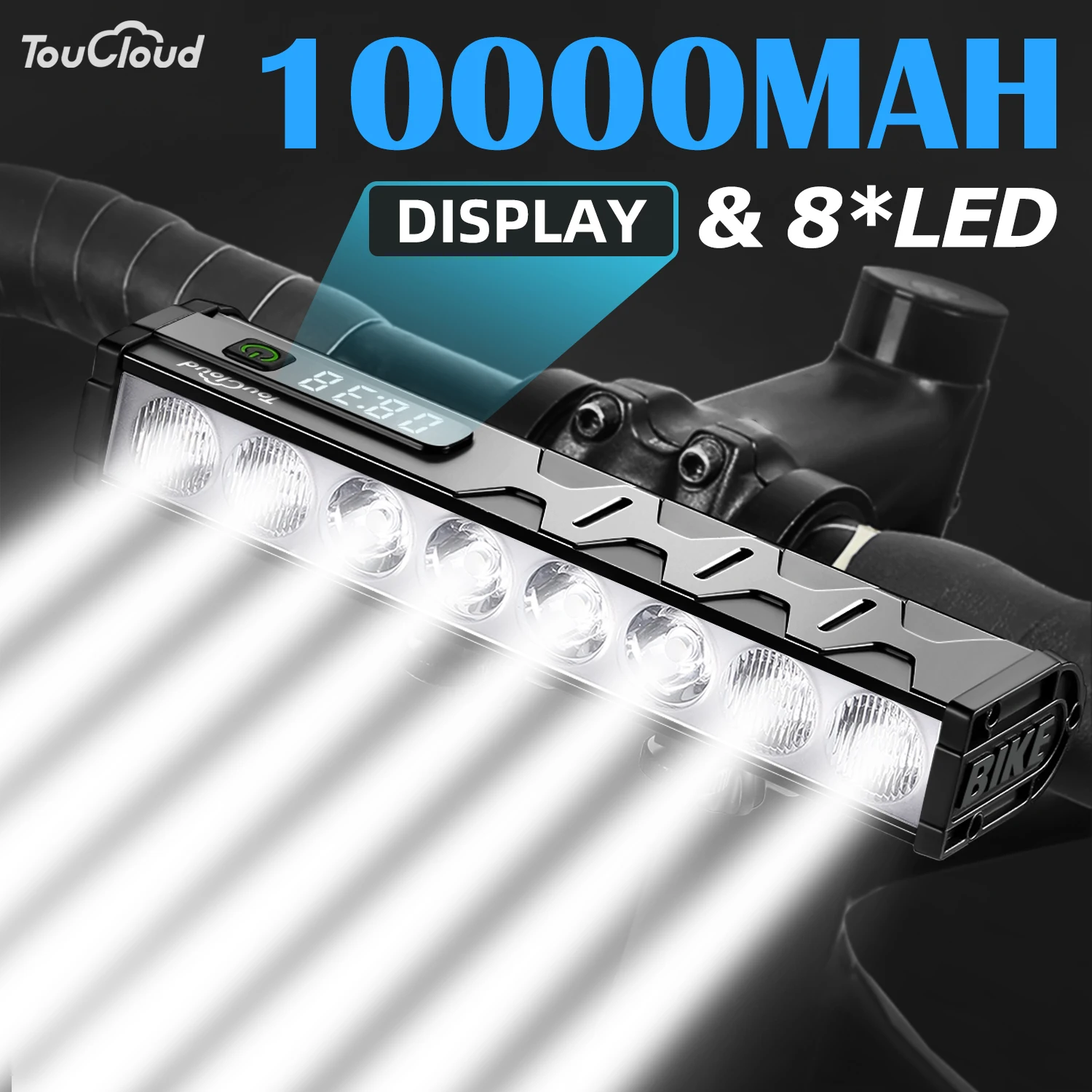 5/8 المصابيح دراجة أضواء الجبهة عالية التجويف الدراجة الخفيفة 10000mAh قوة البنك مصباح يدوي USB شحن الجبلية الطريق الدراجات ملحقات المصابيح