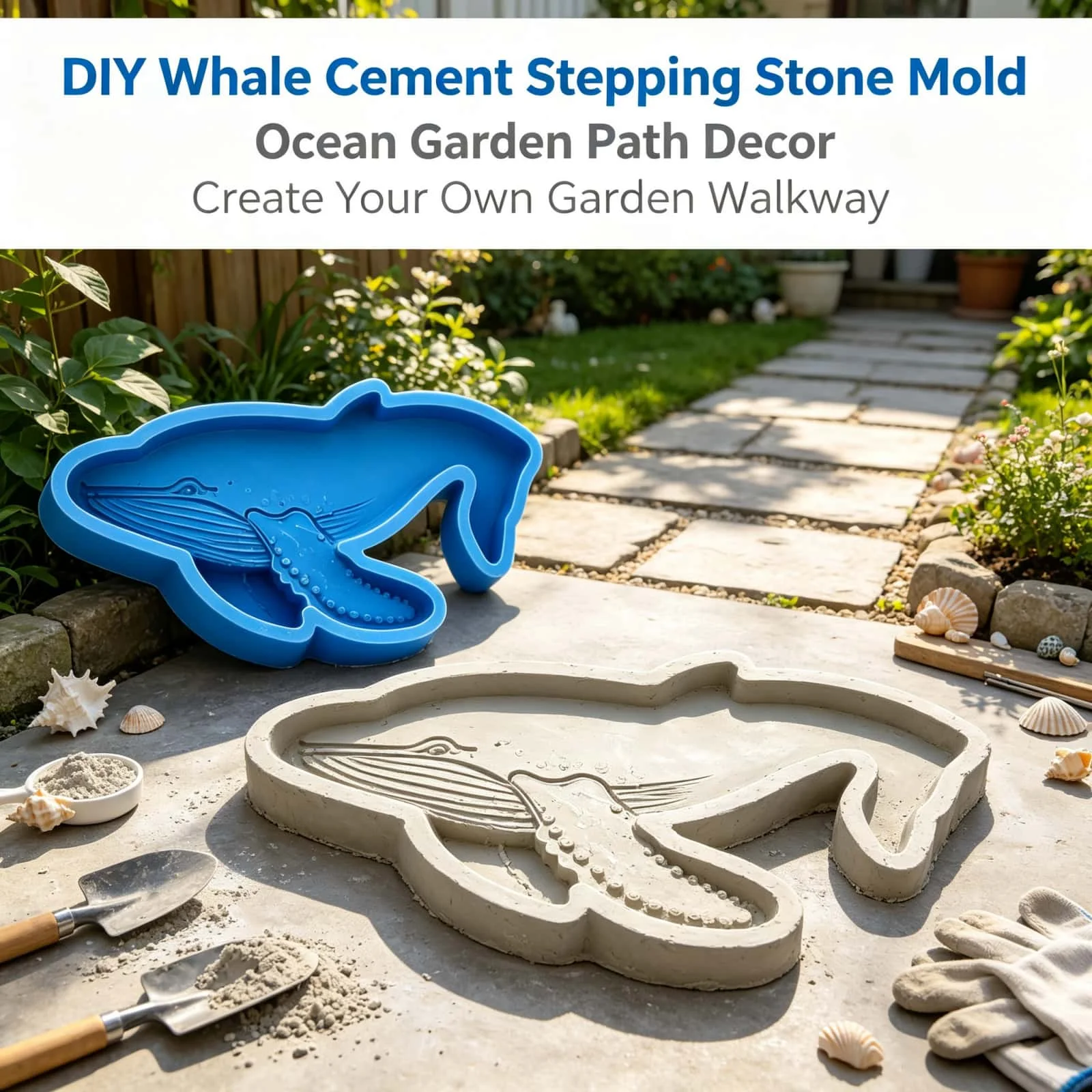 DIY Concrete Stepping Stone Mold Silicone Ocean Animal Garden Path Maker Reusable Smooth Wall Easy Release Lightweight Paver Mol