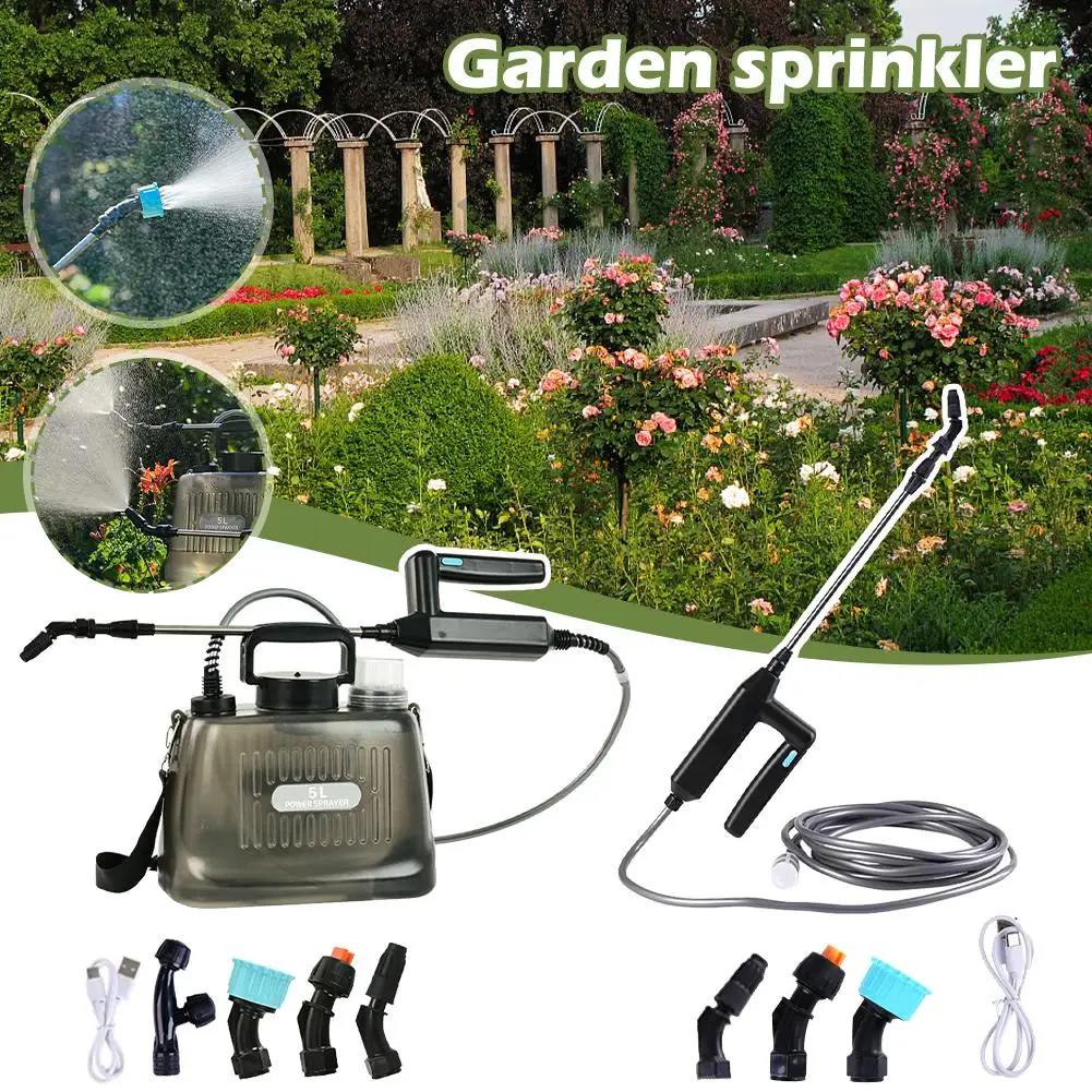 

Shoulder-type Electric Sprayer 5L 4 Types Of Nozzles Atomization Watering Irrigation Gun Automatic Gardening Spray Charging L9O4