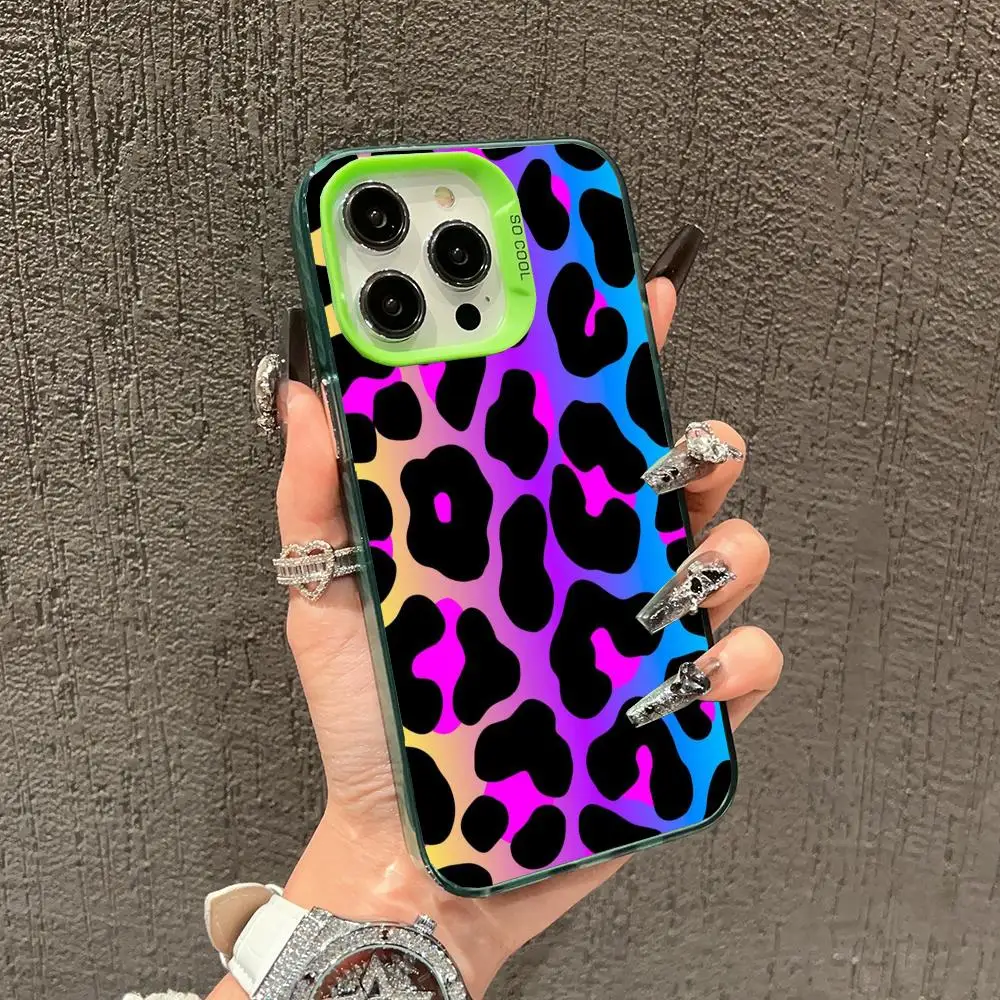 Personalisierte farbige Leopardenmuster-Handyhülle für iPhone 17 Pro Max 16E 15 Pro 14 13 12 11 Mini AIR XS XR XS 8Plus, stoßfest und – Detail 3