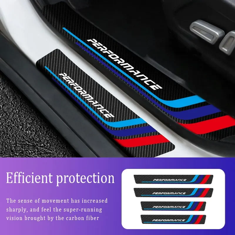 4pcs Performance carbon fiber Car Protector Door Sill Protection Trim  Scratch Stickers for bmw 1 3 5 7 Series X1 X2 X3 X4 X5 X6