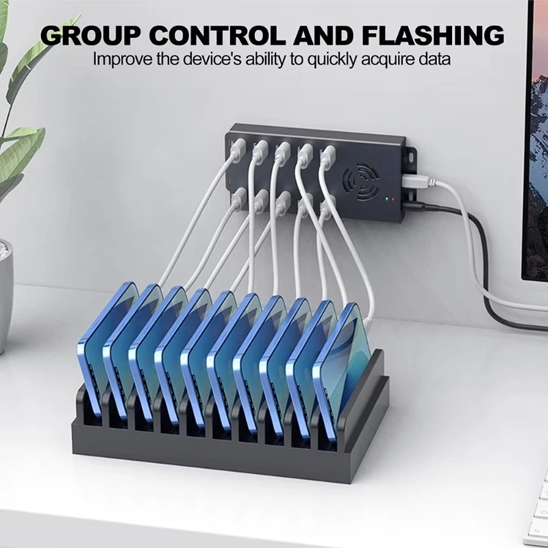 A‑423 10‑Port USB3.0 Industrial Hub 120W Multi‑Port Power Charging Hub For Phone Tablet Batch Charging Test Charging Cart