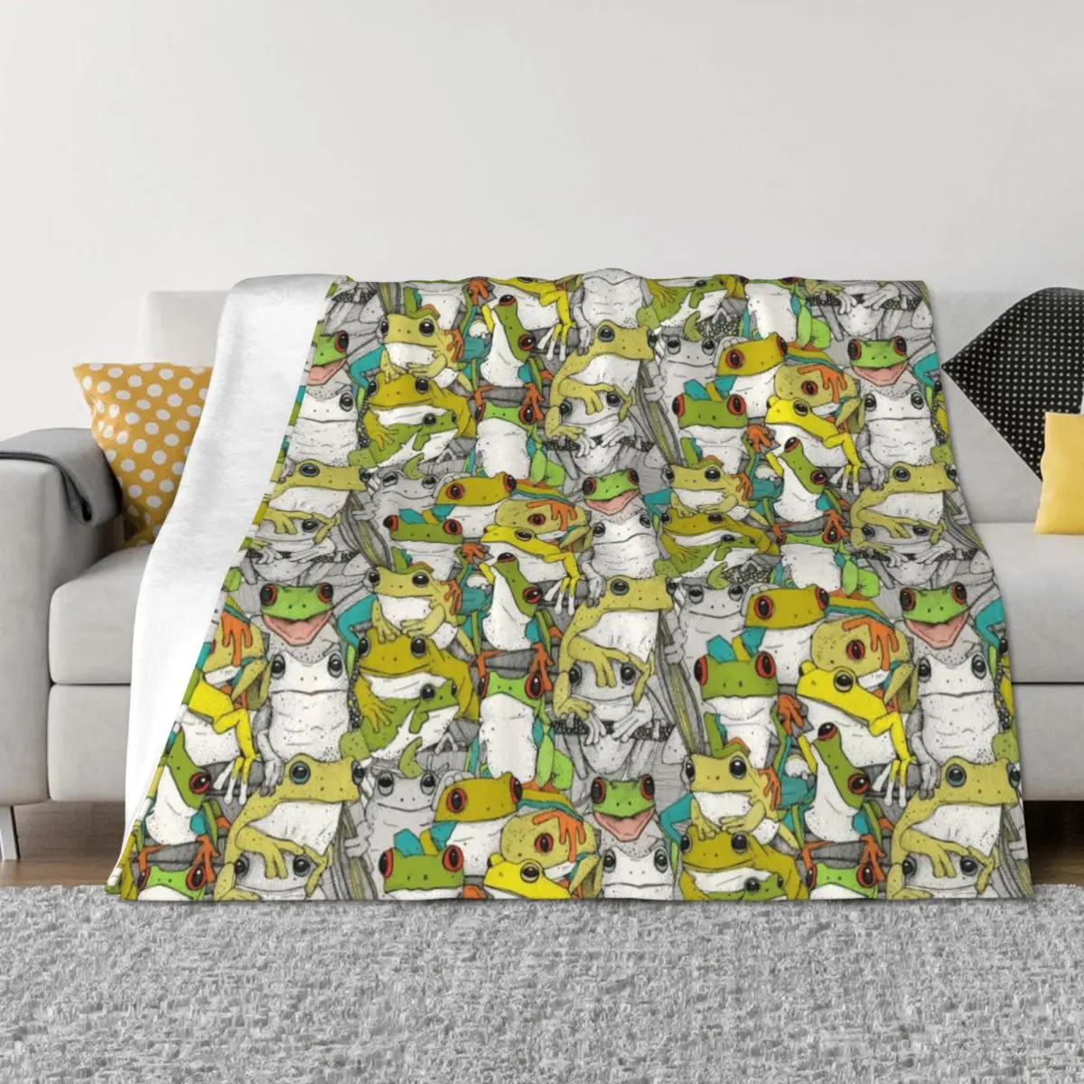 

just tree frogs col Throw Blanket Summer Furrys Flannel Fabric Picnic Blankets