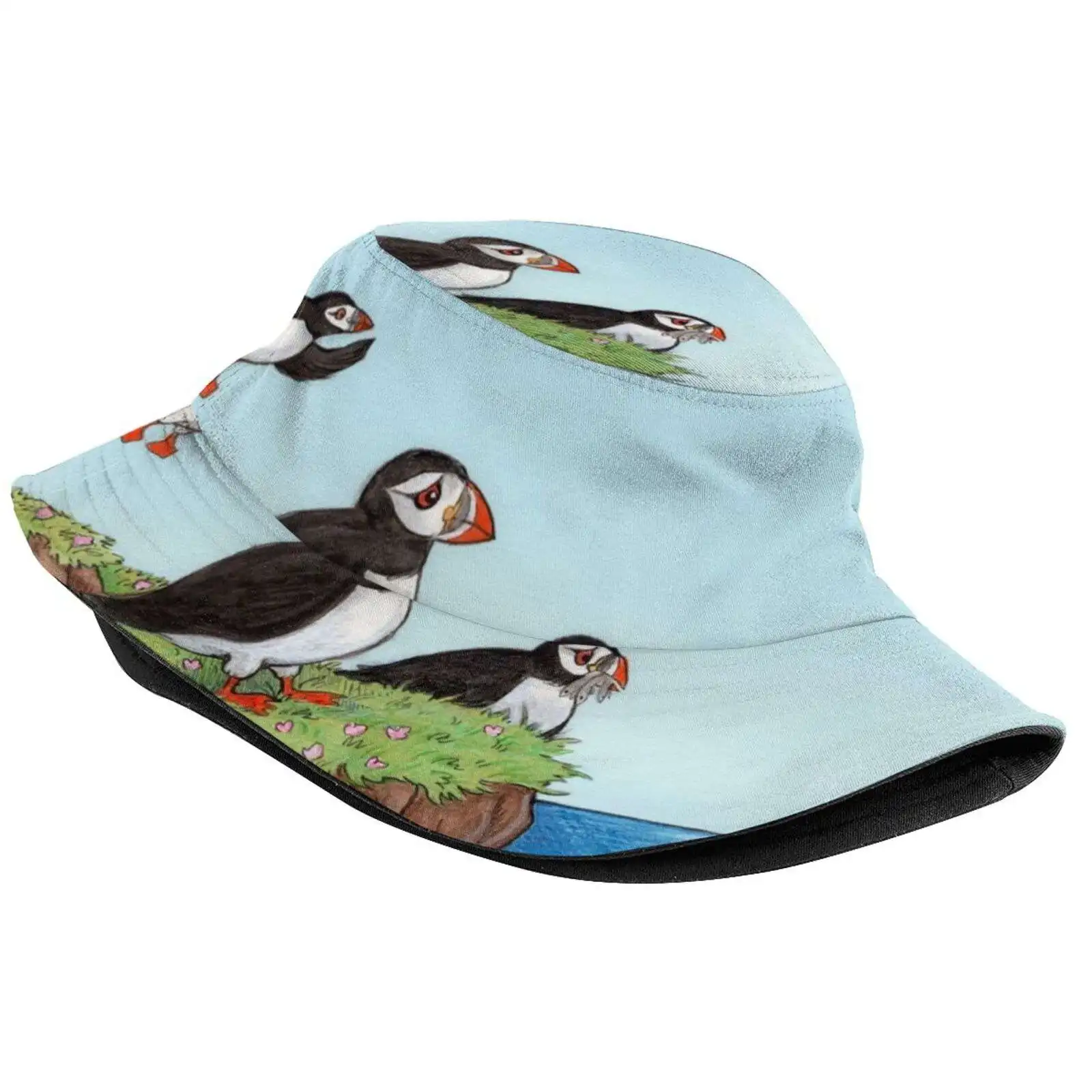 Puffins Unisex Summer Cap Sunscreen Hat Puffins Atlantic Cute Birds Animals Wildlife