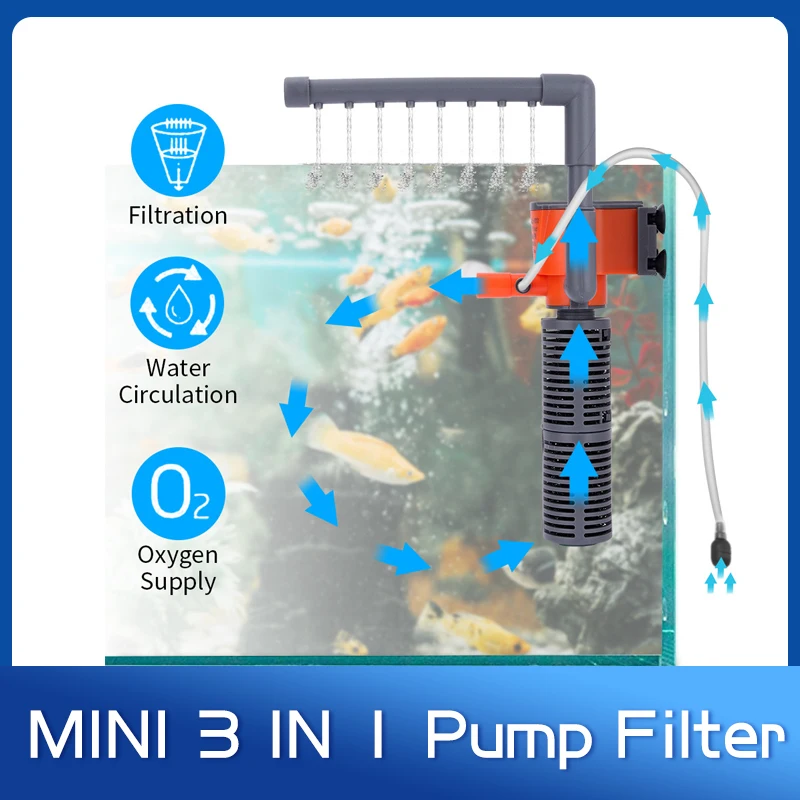 Xilong XL-666/777A Mini Pumping Oxygen Filter Pump With Rain Pipe Submersible Filtre Aquarium Fish Tank Sponge Aquarism Stuff