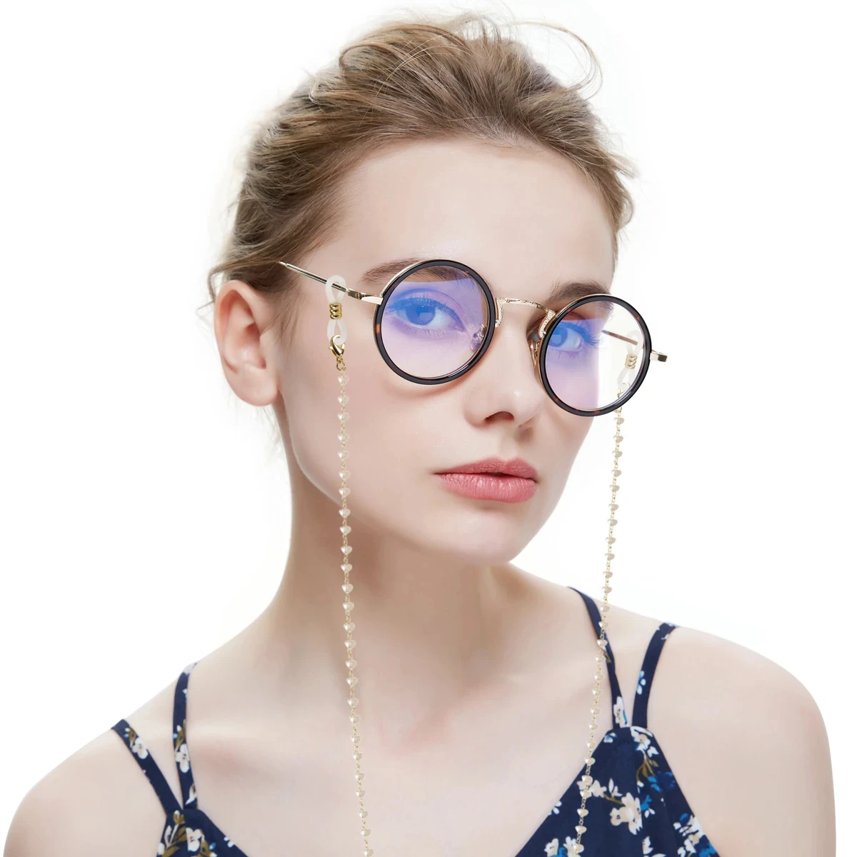 Triangle Crystal Beaded Glasses Chain for Women Fashion Lanyard Gold Color Metal Sunglassses Chains Strap Cord Hanging Neck Hold