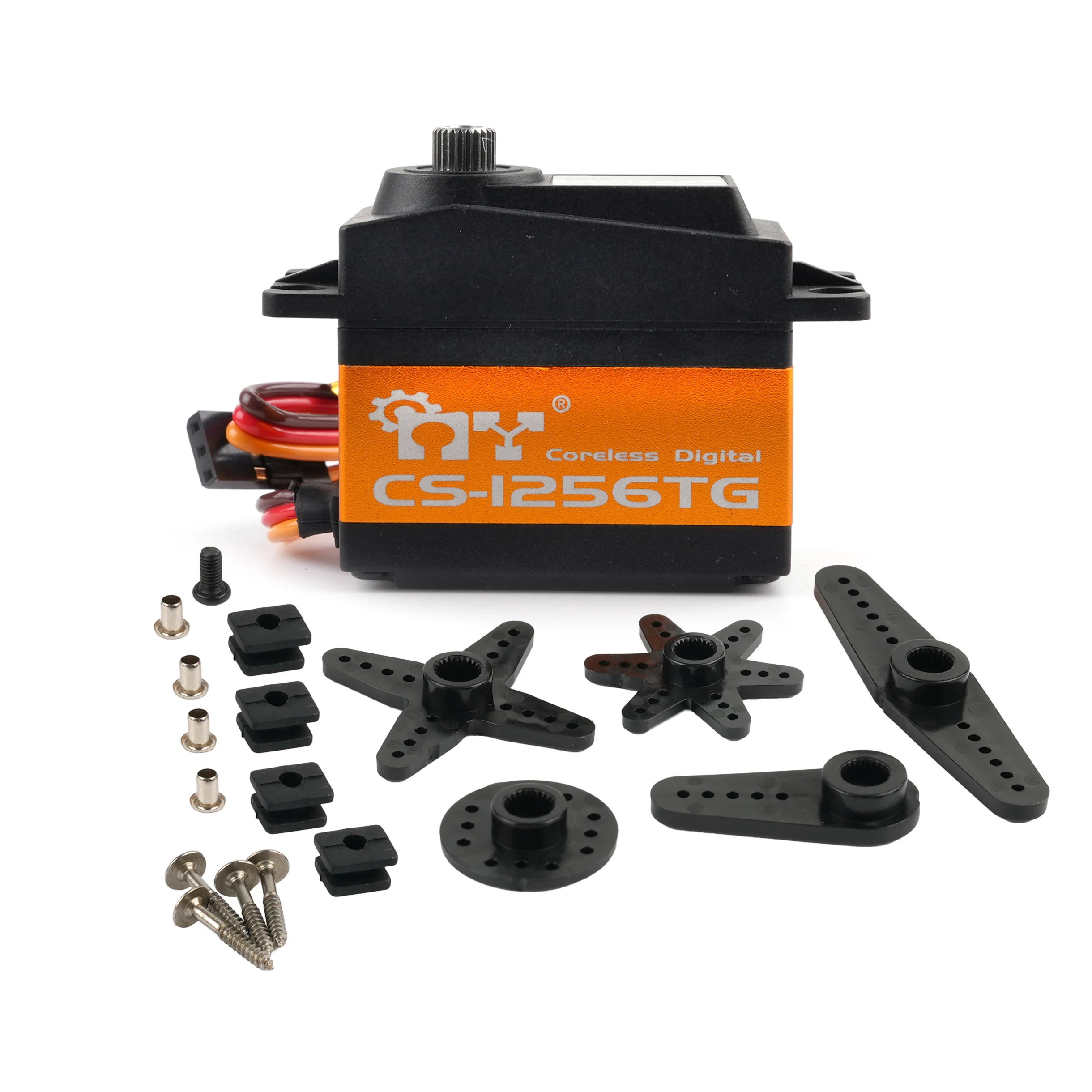 

MY CS-1256TG RC Coreless Digital Servo 6V 20KG Servos High Torque Standard Steering 25T Output Gear Spline For 1/8 1/10 RC Cars