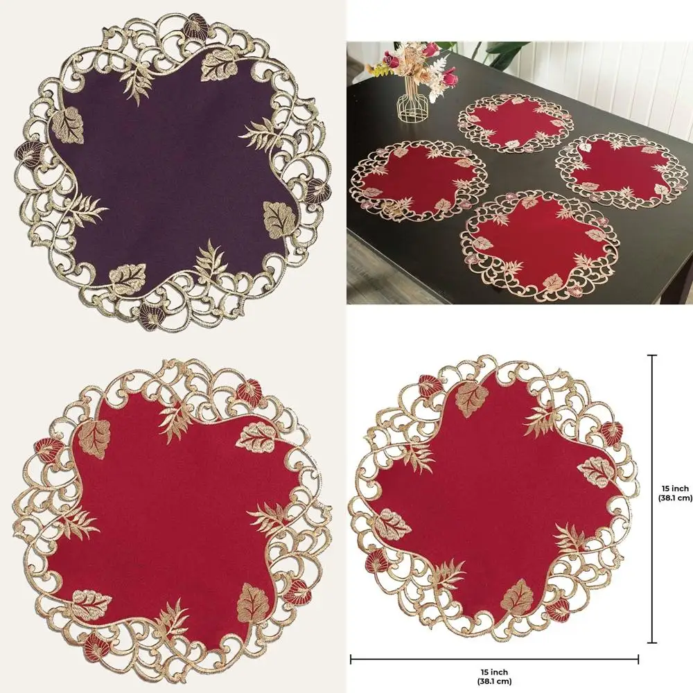 

12 упаковок 15-дюймовых золотистых бордовых кружевных салфеток, декор стола в деревенском стиле, идеи подарков на День святого Валентина