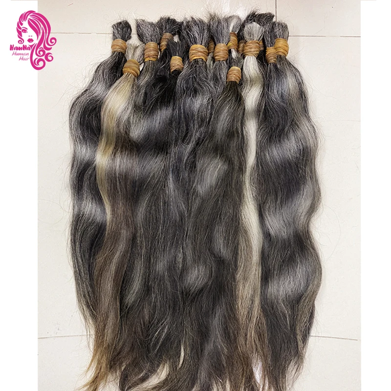 Super Double Drawn Cabelo do Sul Gray Hair Bone Straight No Weft 15A Unprocessed Can Be Dyed To Any Color Hair From One Donor