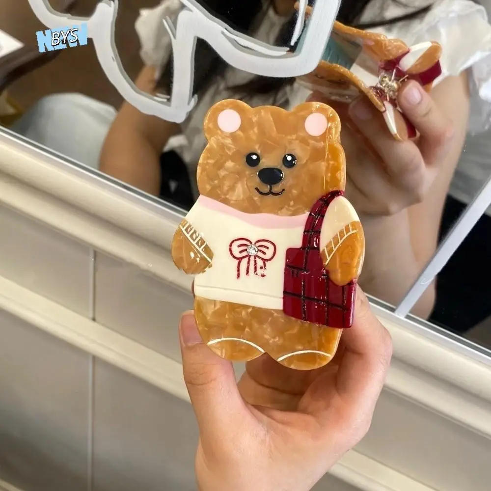 

Lovely Korean Style Cartoon Bear Shark Clip Bow Acetic Acid Cute Hair Carb Clip Kawaii Creative Small Hair Claw Female