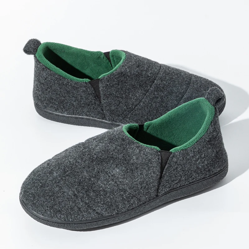 Crestar-Zapatillas de casa de invierno para hombre, suaves y cálidas, zapatos planos esponjosos de algodón para el hogar, zapatos antideslizantes para interiores y exteriores con espuma viscoelástica