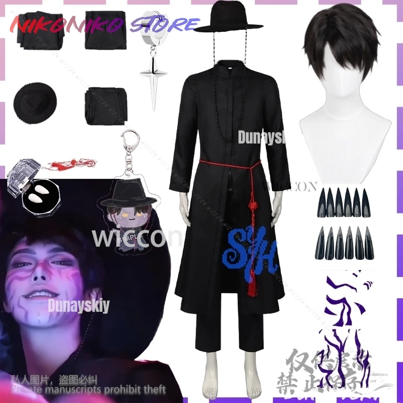 Jinu Boy Group Sajaboys Cosplay Anime Movie Kpop Demone Bello Uniforme Vampiro Goth Punk Cappotto Lungo Corea Idol Vestito di Halloween
