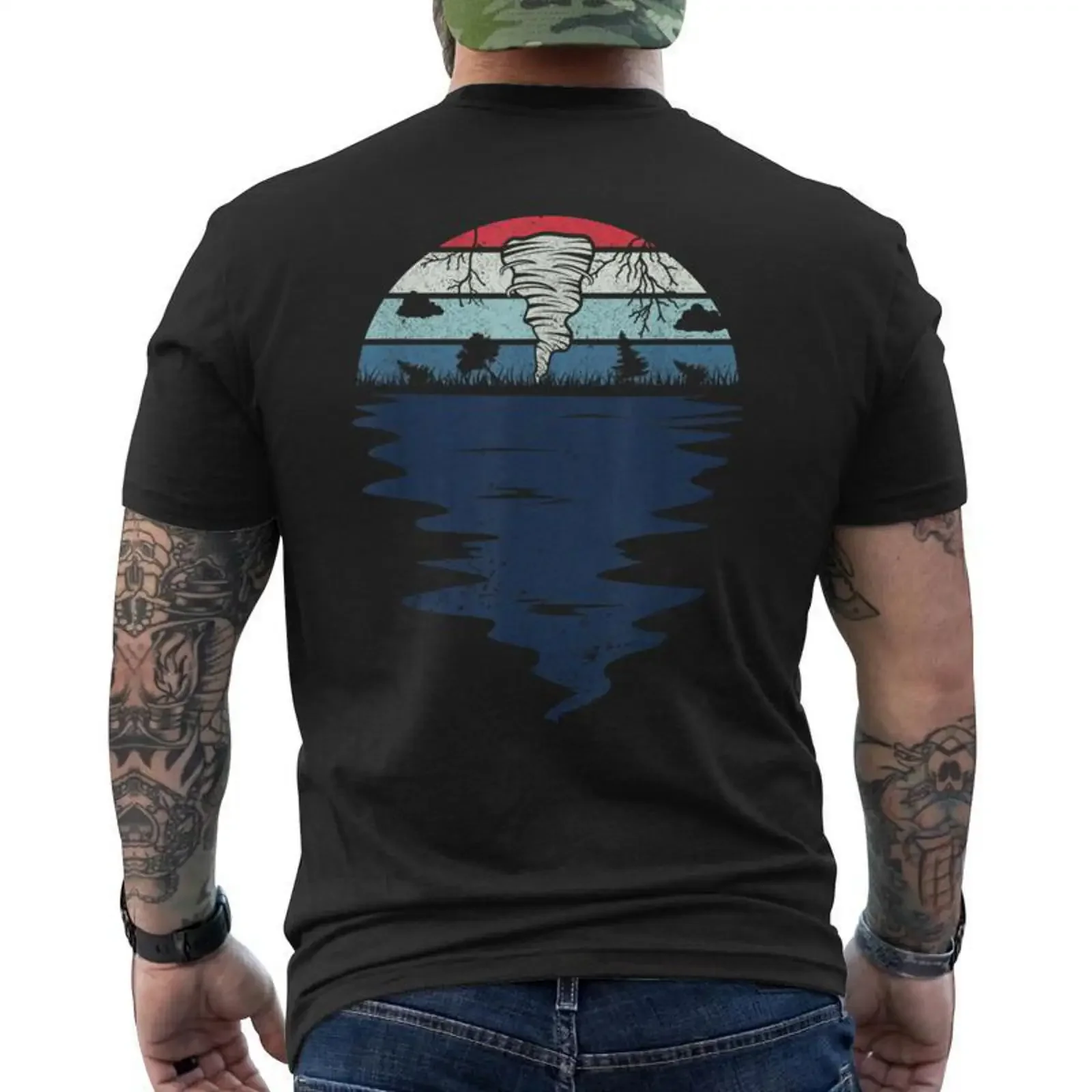 T-shirt Rétro Chasseur de Tornades Tempête Chasser Les T-shirt imprimé au dos Cadeauxyz vintage Lavé Confortable