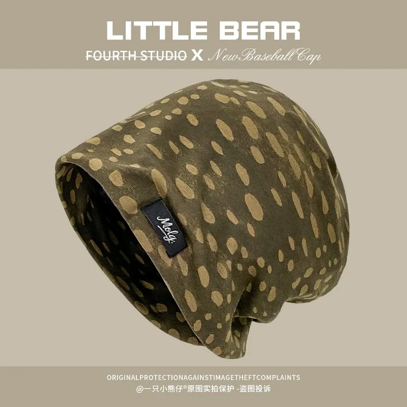 Niche Irregular Polka-dot Printing Pile Hats for Women Spring and Autumn Street Fashion Versatile Warm Casual Men's Beanies