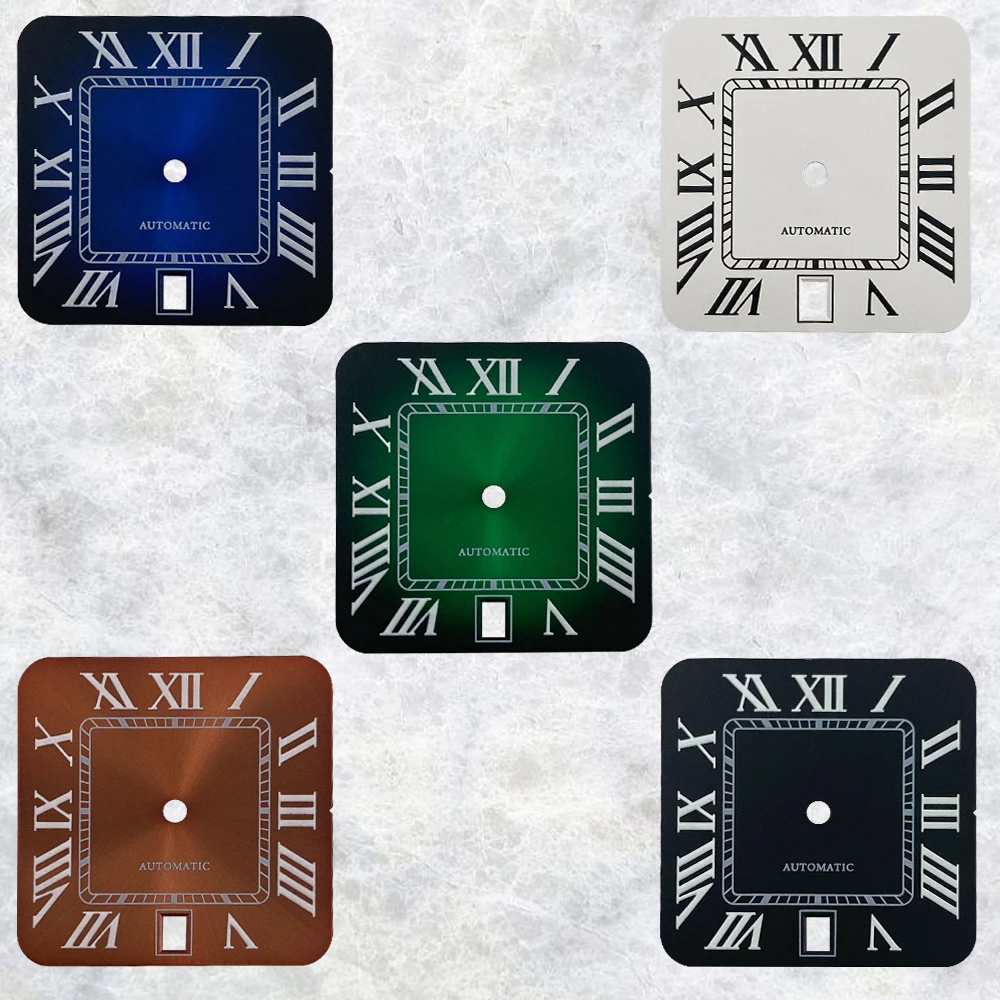 27mm Square  S  Dial No/Green Luminous Roman numerals Suitable For NH35/NH36/4R/7S Japanese Automatic Movement