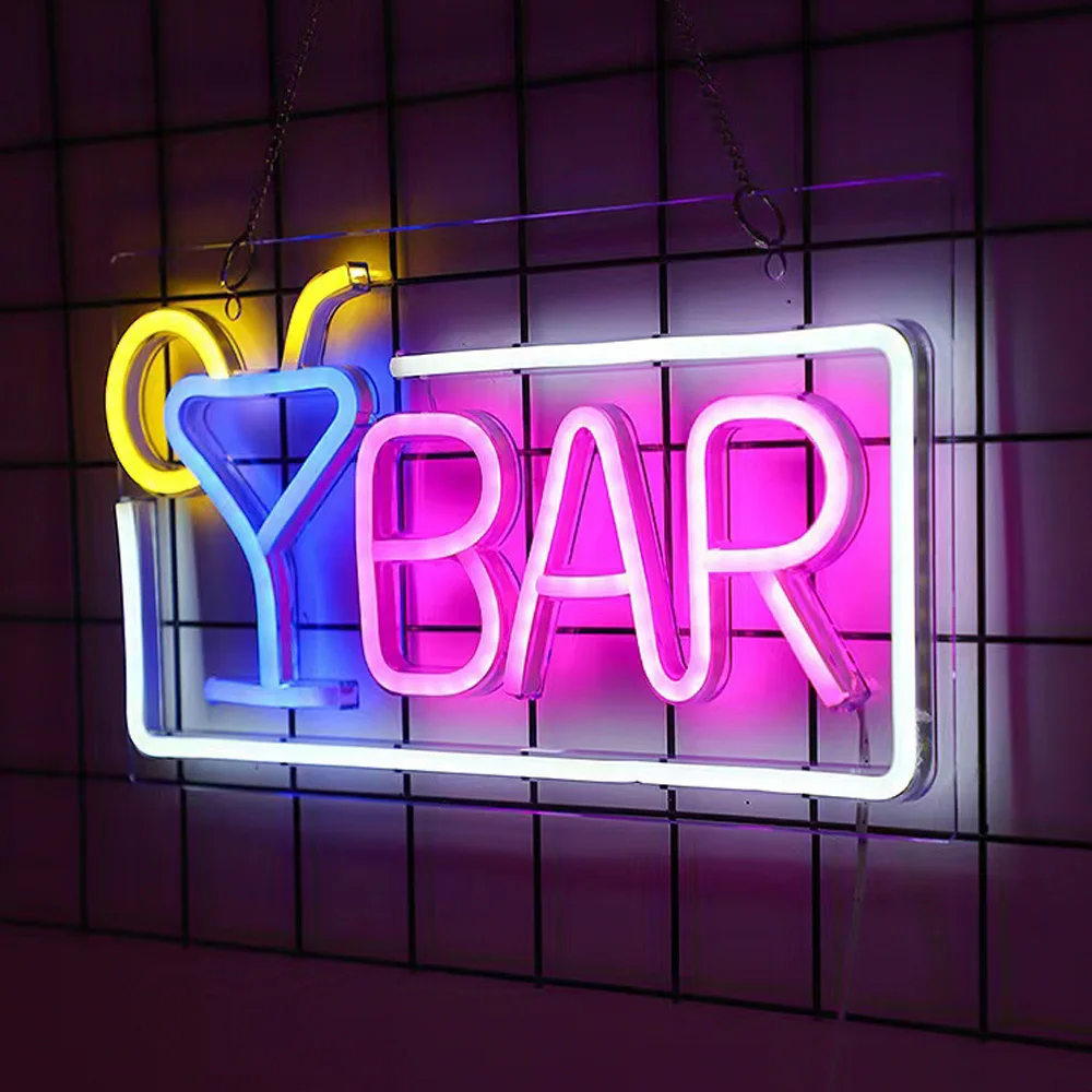 LED neon BAR style sign bar outdoor waterproof advertising hanging lights wall decorative lights 5V USB Tape switch