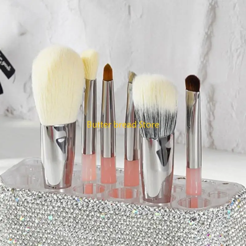 W89C Multipurpose 26 Slot Makeup Brush Stand Rhinestones Acrylic Pen Organiser Cosmetic Brush Stand Vanity Organiser Rack