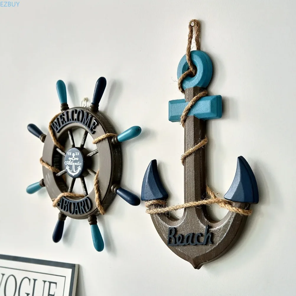 Creative Helmsman Anchor Wall Decoration Wooden Handicraft Set Wall Mounted Home Decor Items Ship Rudder Home Decoration