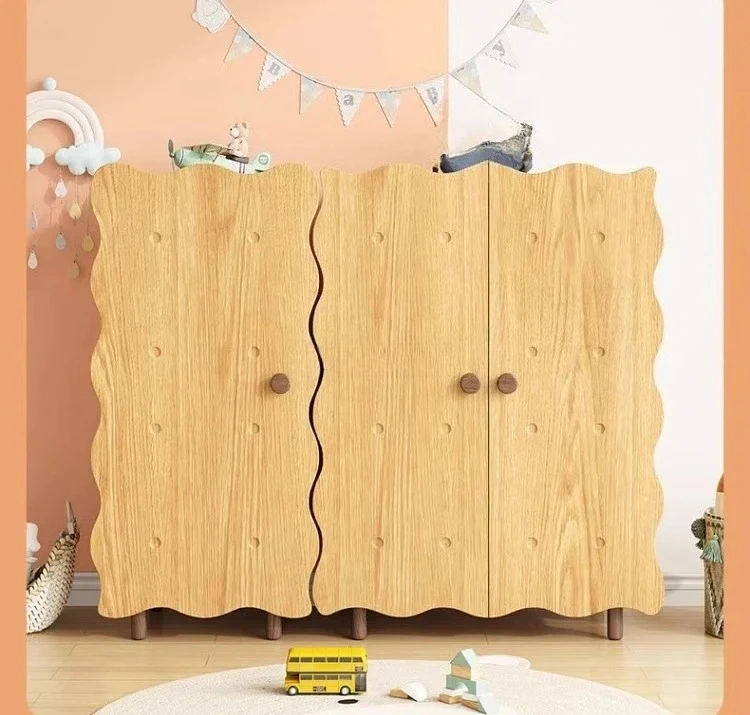 TT  Storage Wardrobe Student Home Bedroom Solid Wood Leg Biscuit Cabinet