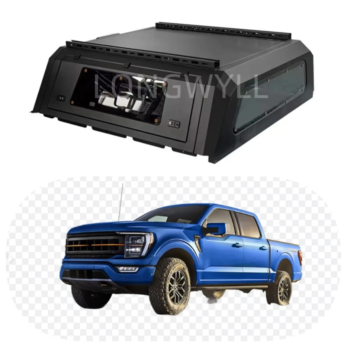 

Heavy-Duty Waterproof Anti-Rust Aluminum Alloy Pickup Truck Canopy for F-150 5.5 FT Truck Bed Camper Shell Smart Ram