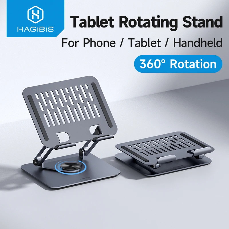 Hagibis 360° °   Obrotowy stojak na tablet Regulowany uchwyt na tablet Podwójny pręt Aluminiowa składana podstawka do iPada Pro Switch ROG