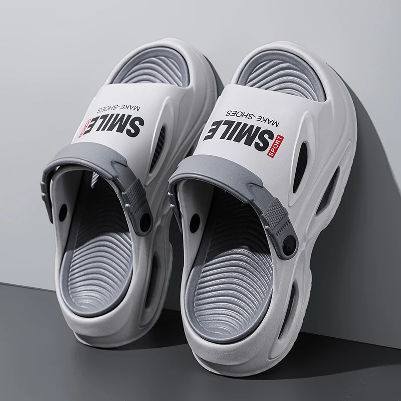 

Мужские летние новые шлепанцы-сандалии для улицы и пляжа, с двусторонним ношением, на толстой подошве, с цветными блоками и буквенным принтом, легкие, с мягкой подошвой