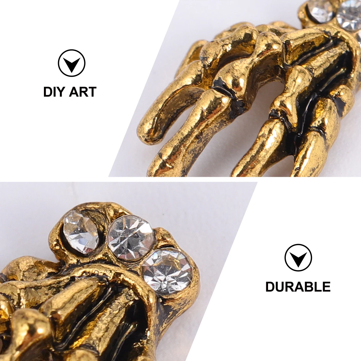 

10 Pcs Hand Skull Nail Drill Stickers for Art Alloy Charm Decals Decoration Accessory Copper Drills