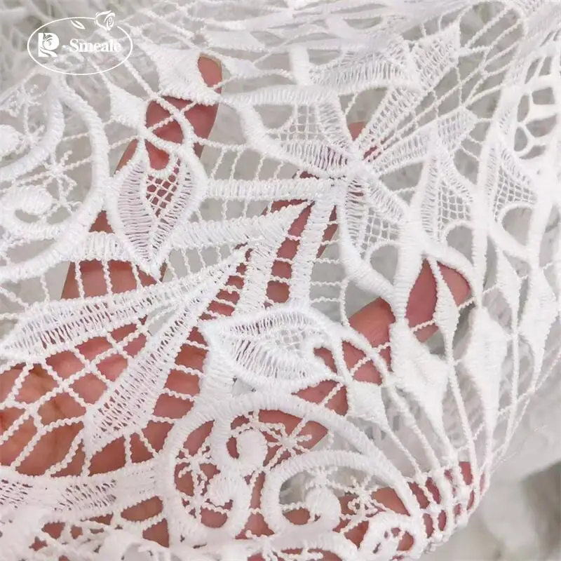 Stickerei hohler großer Schmetterling Jacquard Hochzeit Spitzenstoff. Stoff zum Nähen – Detail 3