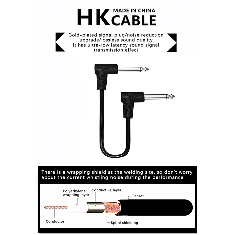 4 個 15 センチメートル長さギターエフェクトペダルフラットパッチケーブル 1/4 インチ直角コネクタパッチケーブルキット