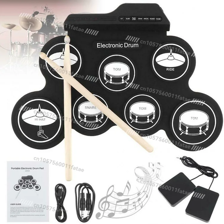 

Hand Roll Electronic Drum Percussion Instrument Portable Silicone Hand Roll Drum Jazz Drum USB