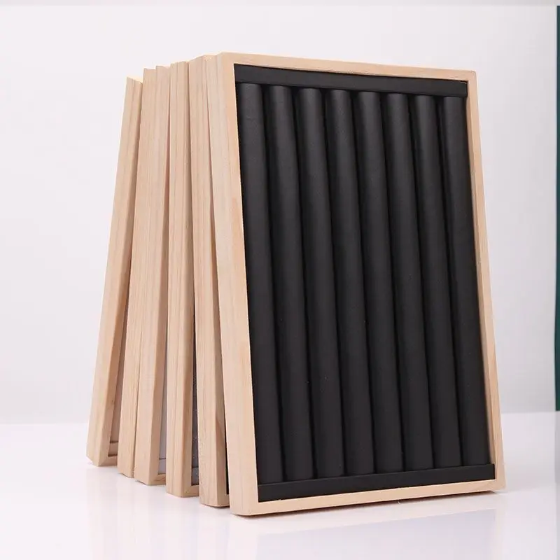 Bamboo wood Ring Earrings Organizer Tray Jewelry Display Stand Holder Rack Showcase Plate Fashion Jewellry Storage Box Case