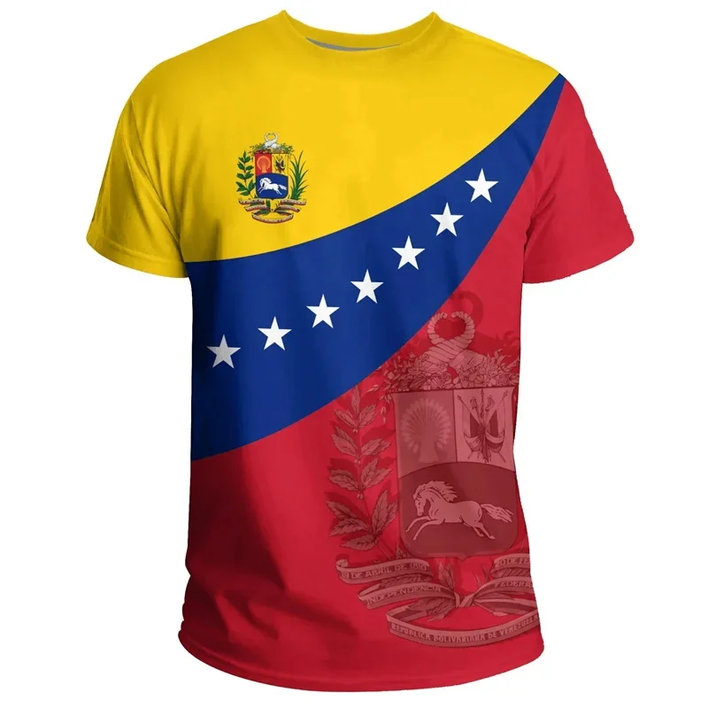 3D Printed Venezuela Flag T-shirt For Men Short Sleeve Oversize Venezuela Bandeira Tee Tops Round Neck Casual Streetwear Jersey